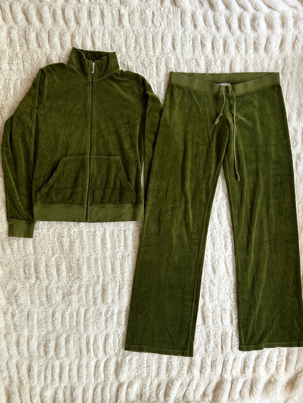 Y2K Vintage Juicy Couture Velour Tracksuit Set Made in USA Green - Picture 3 of 13